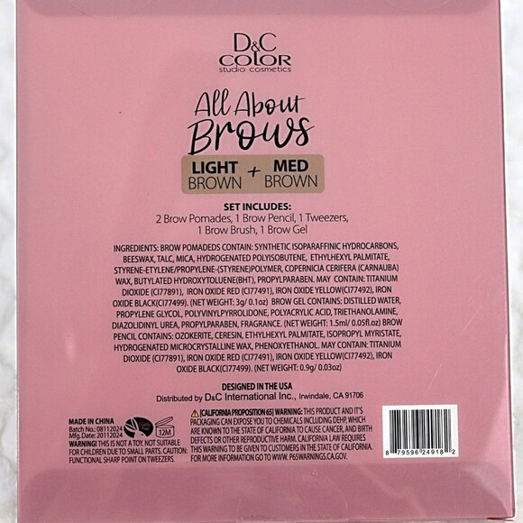 D&C Color Studio Cosmetics All About Brows Kit – Light & Medium Brown – New - Picture 2 of 2